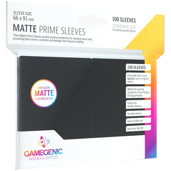 Gamegenic - Matte Prime Sleeves Black (100 Sleeves) Gamegenic - Matte Prime Sleeves Black (100 Sleeves)