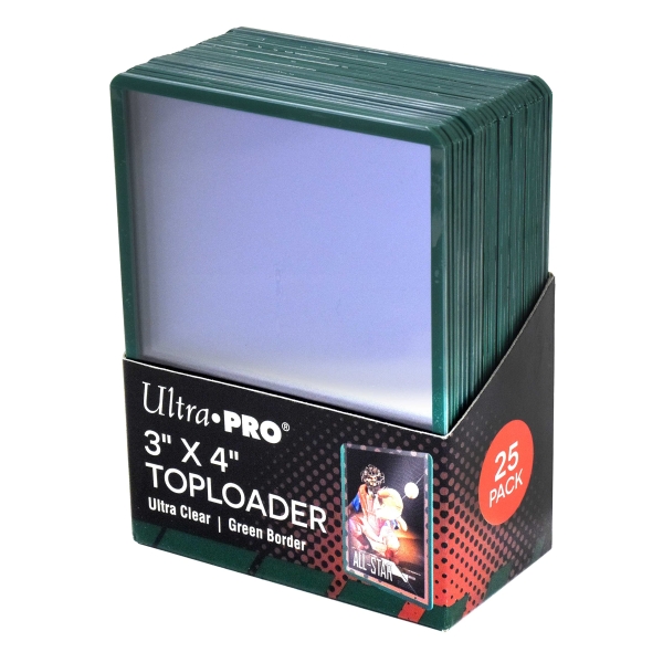 UP - Toploader - 3" x 4" Green Border (25 pieces)
