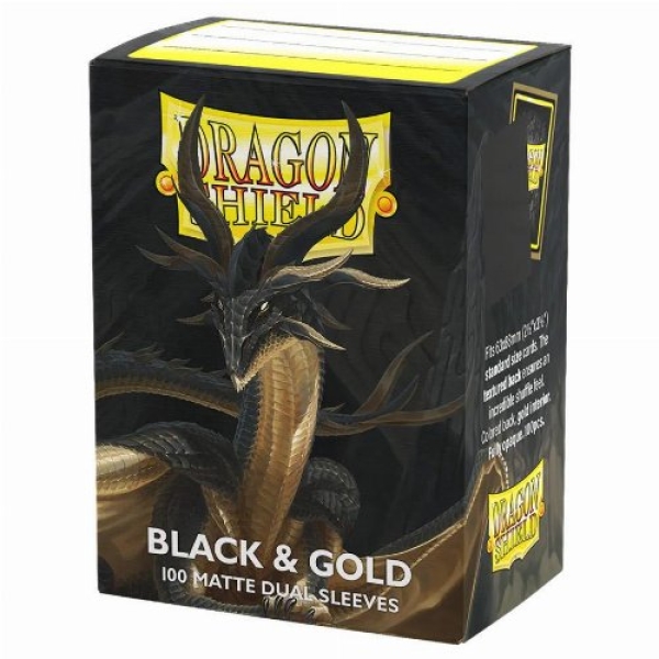 Dragon Shield Sleeves - Standard size - Matte Dual - Black & Gold (100 Sleeves)